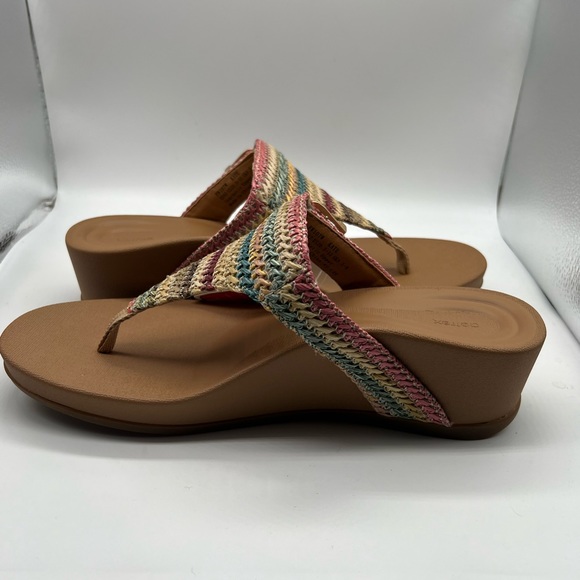 Aetrex Women Thong Kate Tan Sandals 10.5-11 Arch Support Heels NEW IN BOX - Picture 7 of 13